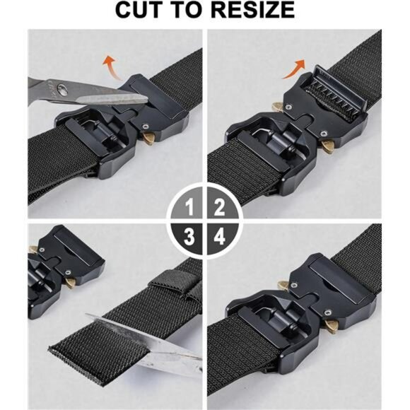 Mens tactical belt adjustable nylon webbing quick release buckle outdoor duty wo - Picture 4 of 8